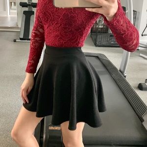 Black mini skater skirt